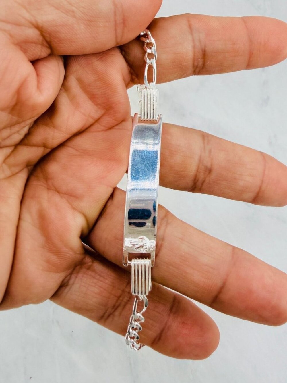 925 Sterling Silver ID Bracelet – figaro San Judas - Saint Jude Engravable Name